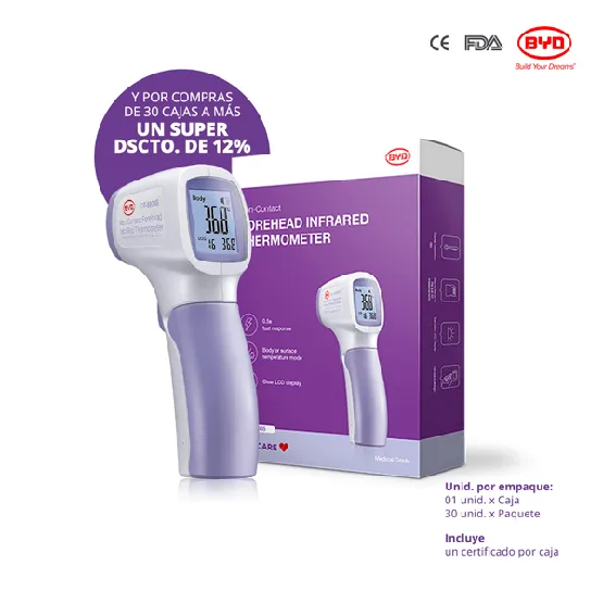 BYD TERMOMETRO INFRAROJO DIGITAL ASTM E1965-98 EN980 EN1041 EN60601 CE (1caja=1unid)